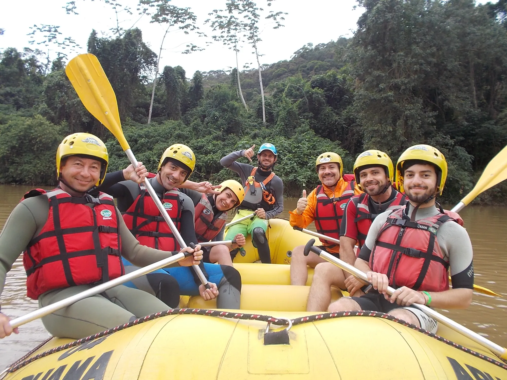 AV Business & Communication incentive group white-water rafting on a jungle river